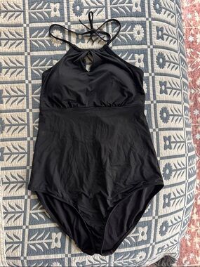 Athleta Black Halter One-Piece Swimsuit